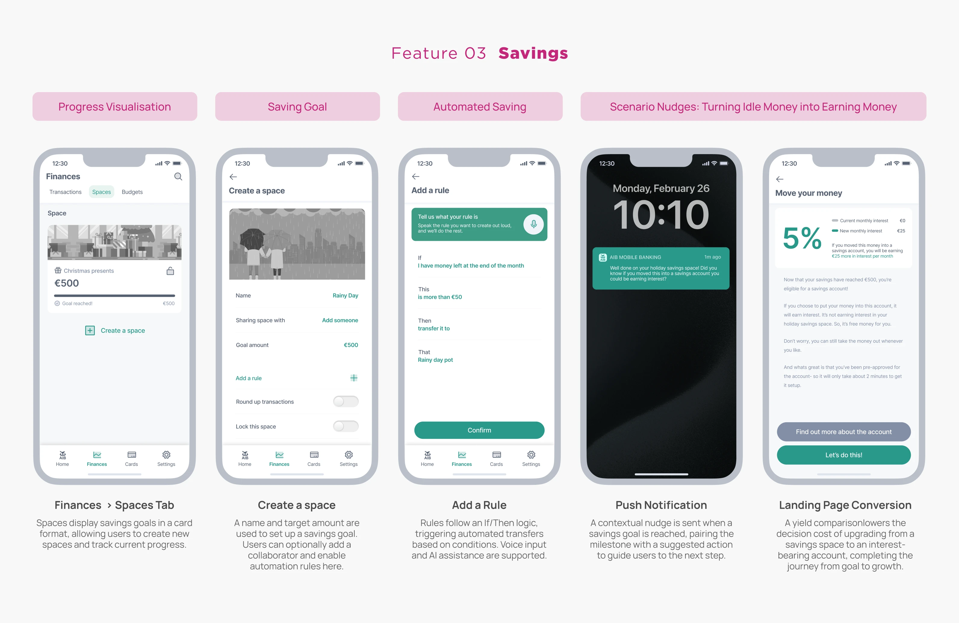 Savings wireframe prototype