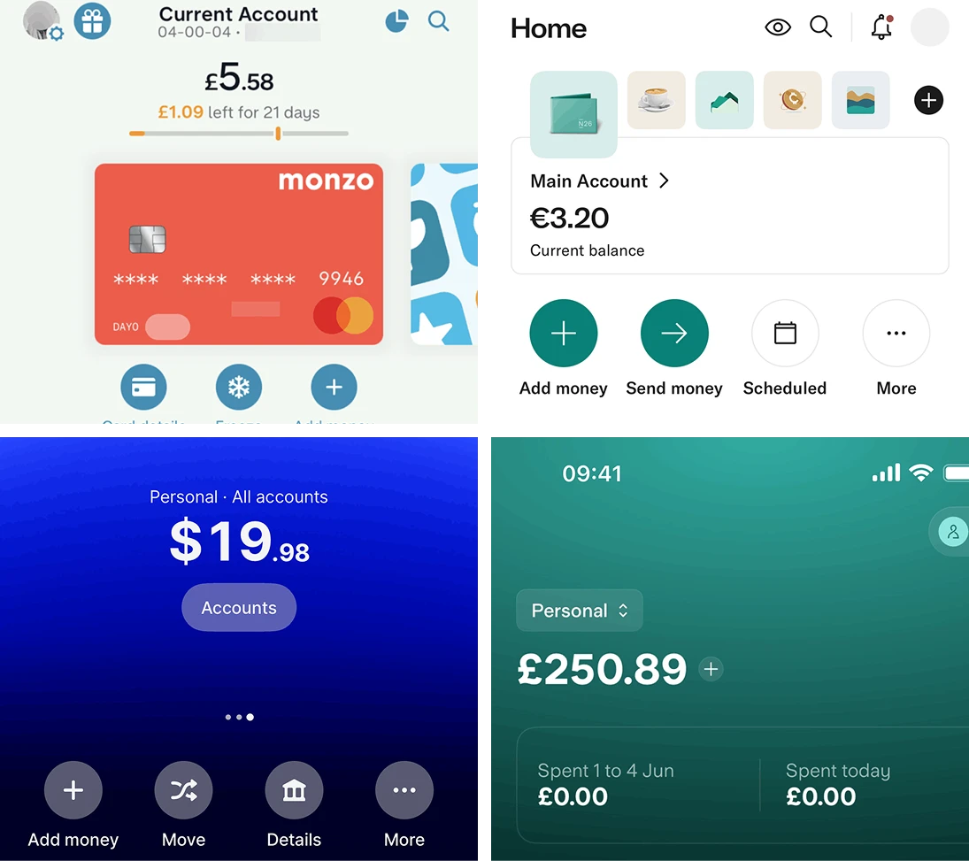 How competitors display financial status on the home screen