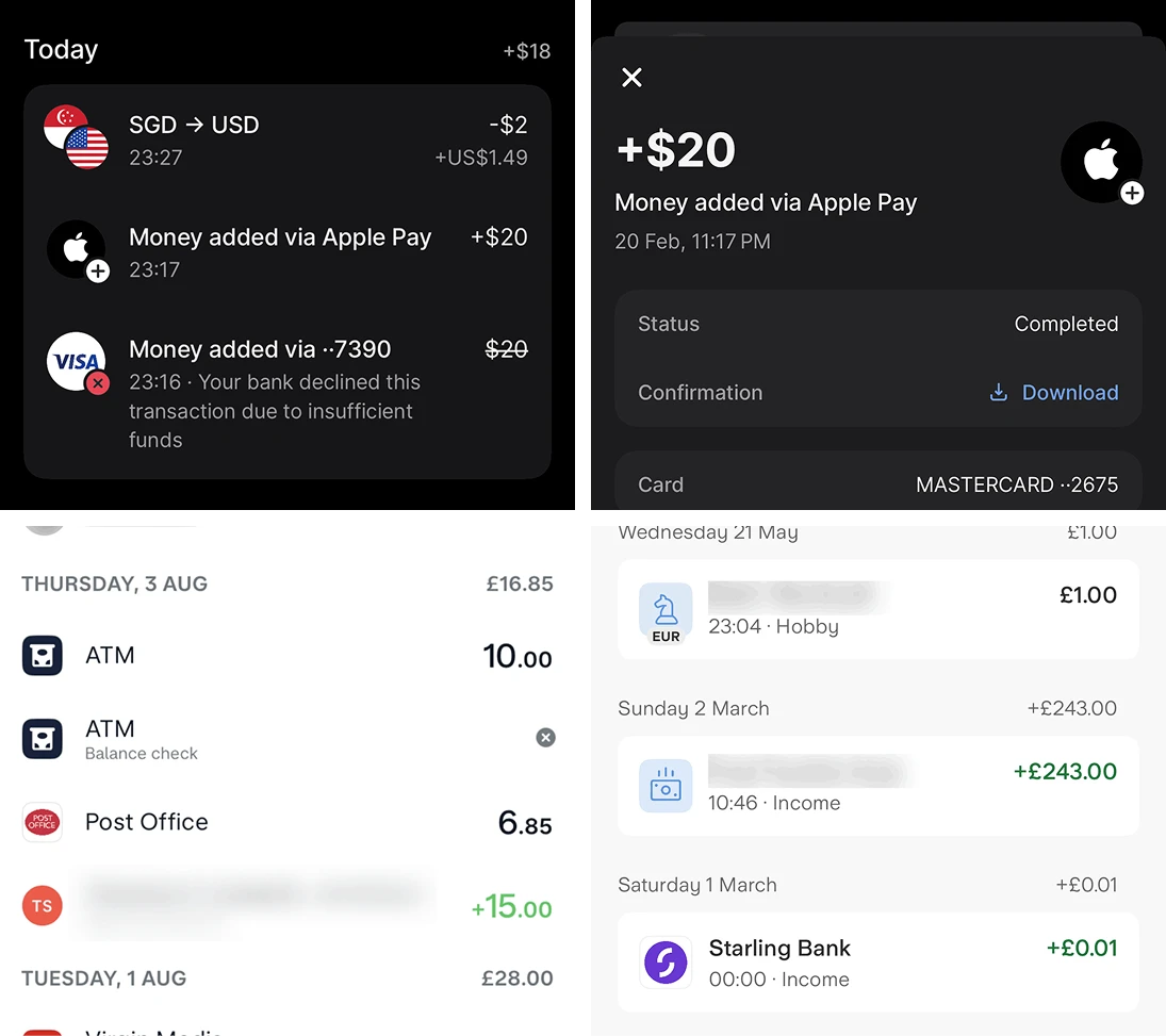 How competitors display transaction information