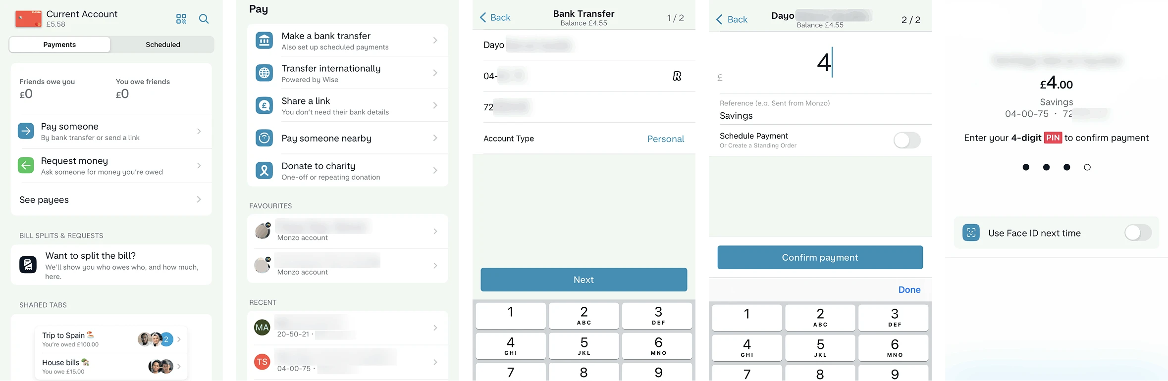How competitors handle payment and transfer flows
